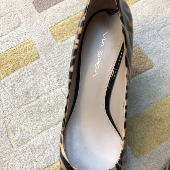 Via Spiga Missy zebra Print Patent Leather Wedge Pump Nib 8 - Picture 6 of 7